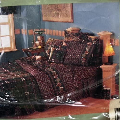 VTG Lady Pepperell Western Dust Ruffle Bed Skirt For California King Size Leaves - Thumbnail 13