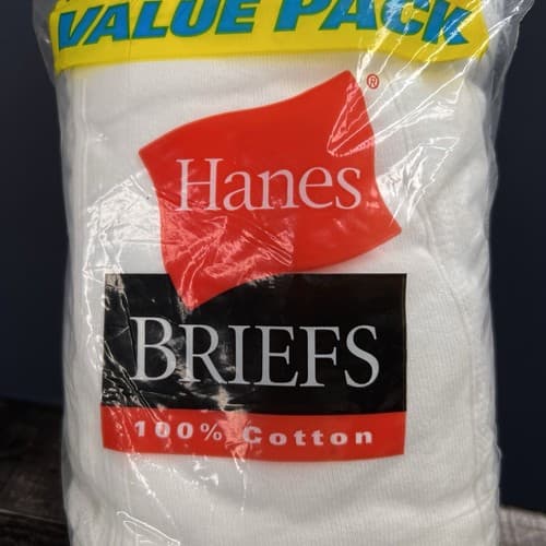 VINTAGE 2002 Hanes Mens Briefs White Underwear 6 Pairs Pack Size 40 XL Cotton - Thumbnail 3
