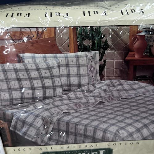 VTG Full Twin Size Flannel 4 Piece Sheet Set Indian Tribal Design - Thumbnail 5