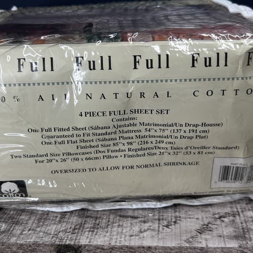 VTG Full Twin Size Flannel 4 Piece Sheet Set Indian Tribal Design - Thumbnail 8