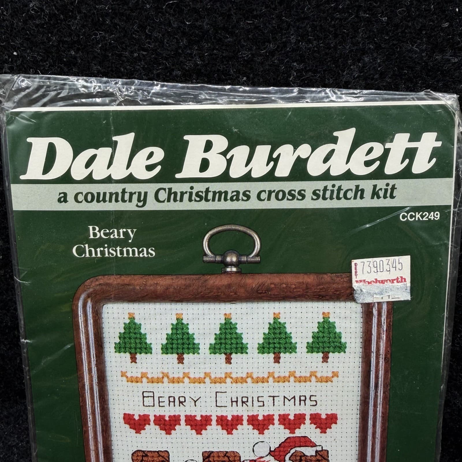 Vintage DALE BURDETT NIP Cross Stitch Kit CCK249 BEARY CHRISTMAS 1986 Sealed USA - Thumbnail 3