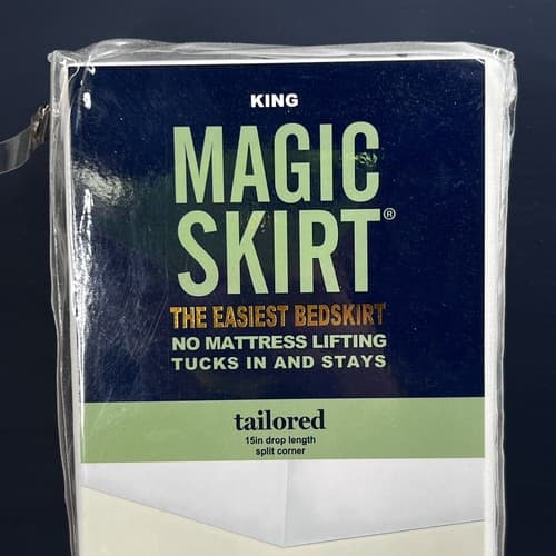 King Tailored Bedskirt White - Magic Skirt The Easiest Bedskirt King Size White - Thumbnail 2