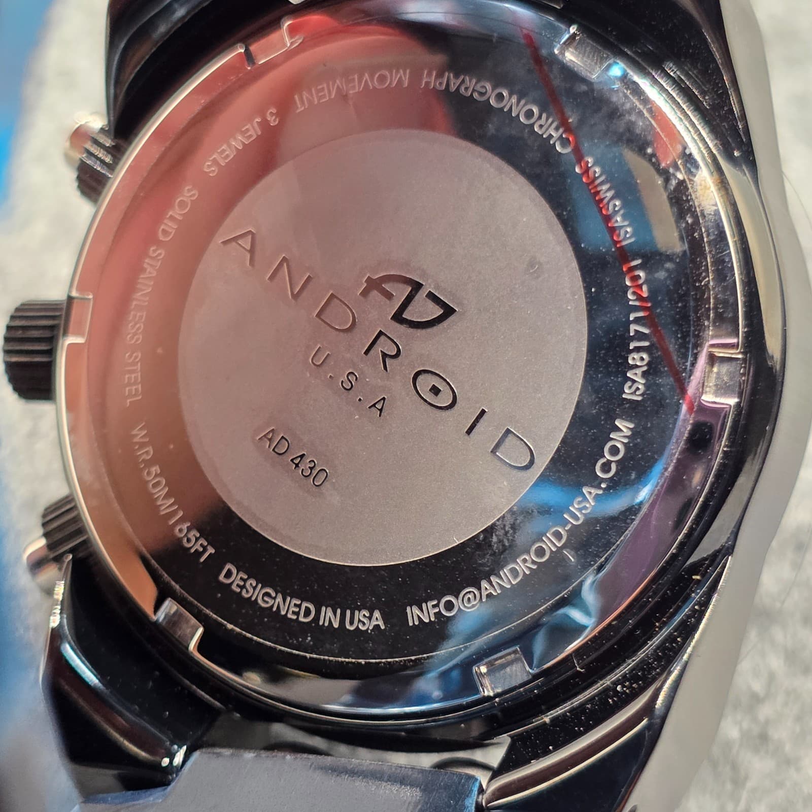 ANDROID HYDROMATIC MODEL AD 430 BLACK IP QUARTZ CHRONOGRAPH NEED BATTERY - Thumbnail 15
