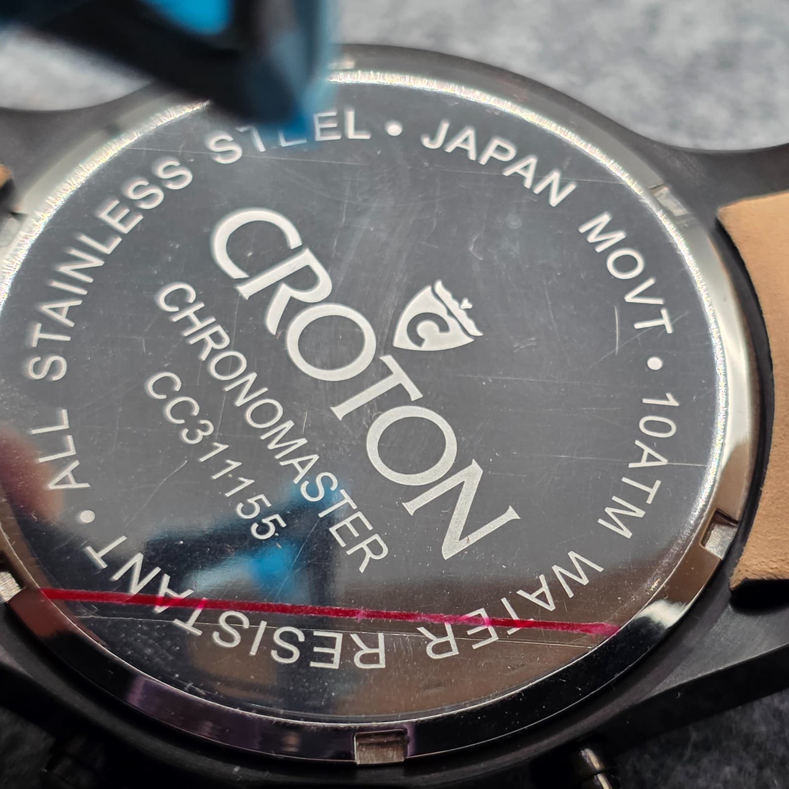 Croton Chronomaster ALL BLACK 10 ATM Japan Quartz CC311155 Minimalist New RARE - Thumbnail 11
