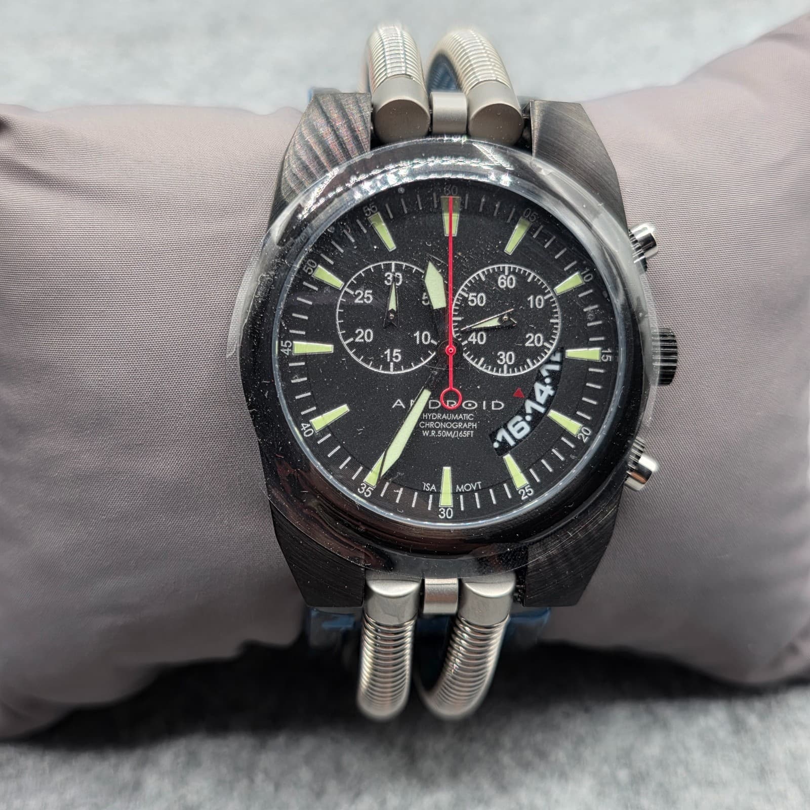 ANDROID HYDROMATIC MODEL AD 430 BLACK IP QUARTZ CHRONOGRAPH NEED BATTERY - Thumbnail 5