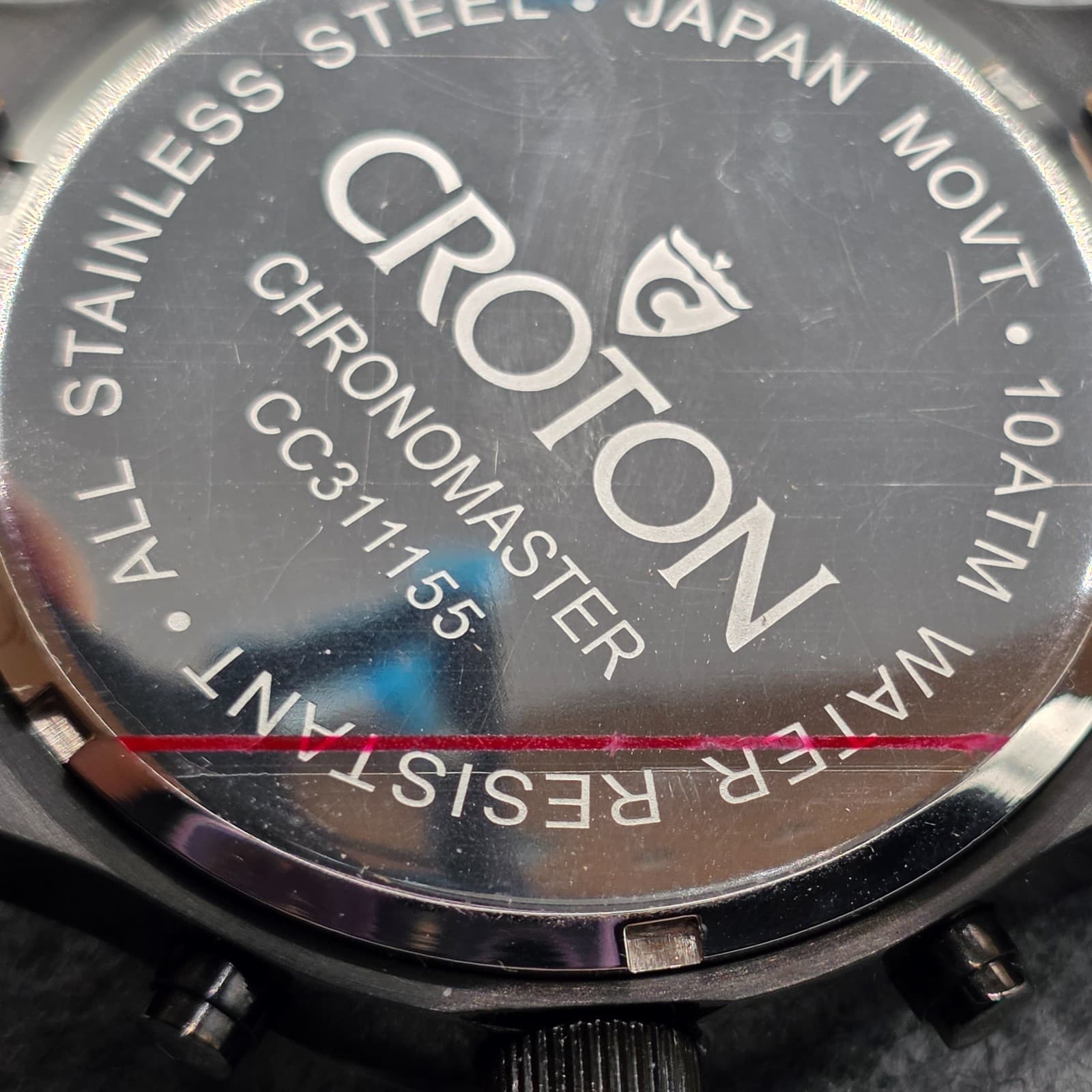Croton Chronomaster ALL BLACK 10 ATM Japan Quartz CC311155 Minimalist New RARE - Thumbnail 12