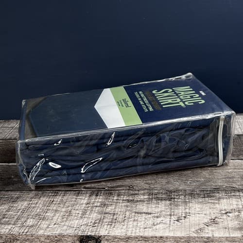 New Magic Skirt King Size Bed Skirt No Mattress Lift Tailored 15" Drop Navy Blue - Thumbnail 6