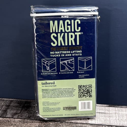 New Magic Skirt King Size Bed Skirt No Mattress Lift Tailored 15" Drop Navy Blue - Thumbnail 3
