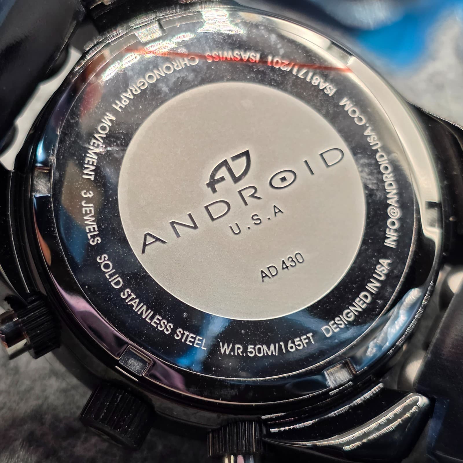 ANDROID HYDROMATIC MODEL AD 430 BLACK IP QUARTZ CHRONOGRAPH NEED BATTERY - Thumbnail 14