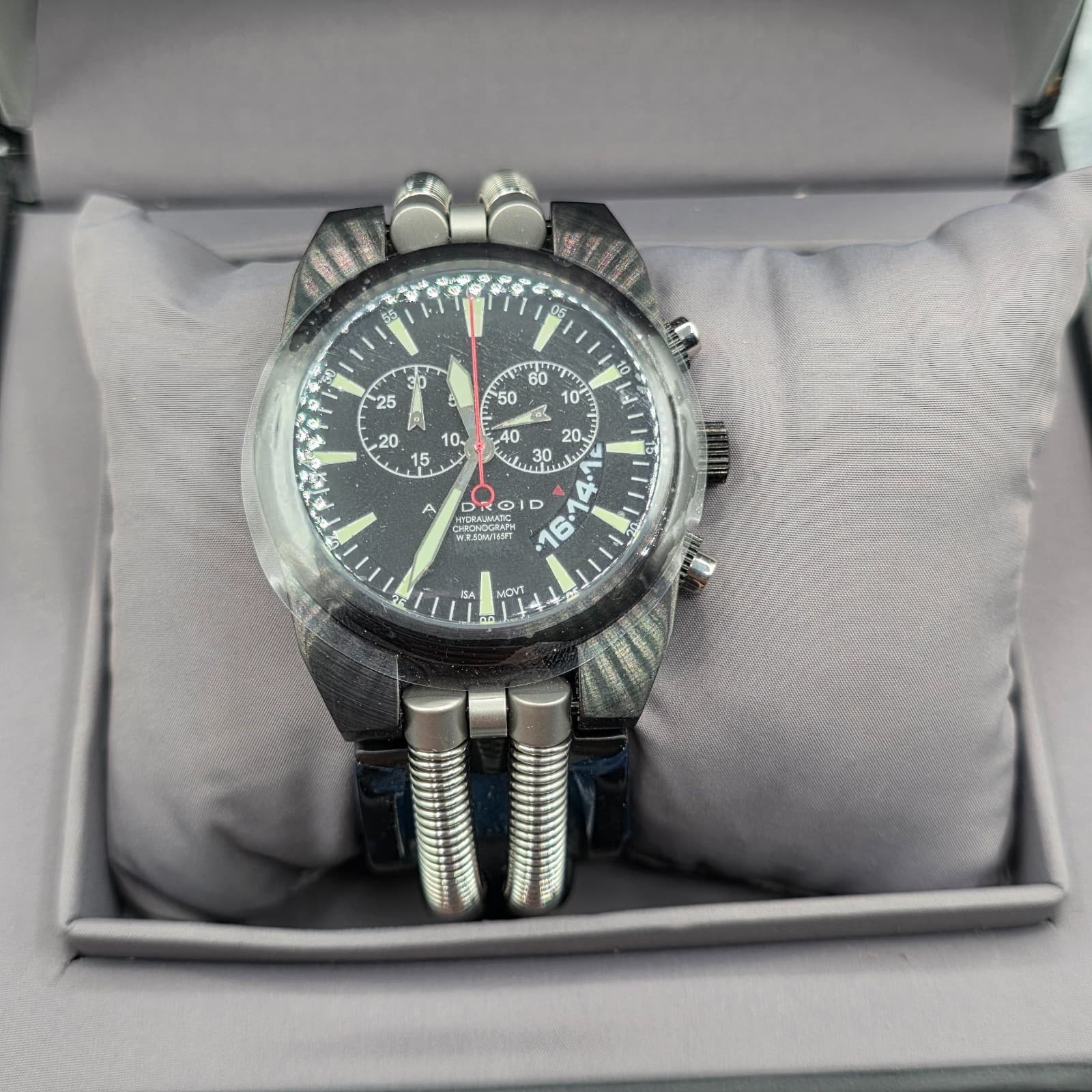 ANDROID HYDROMATIC MODEL AD 430 BLACK IP QUARTZ CHRONOGRAPH NEED BATTERY - Thumbnail 4