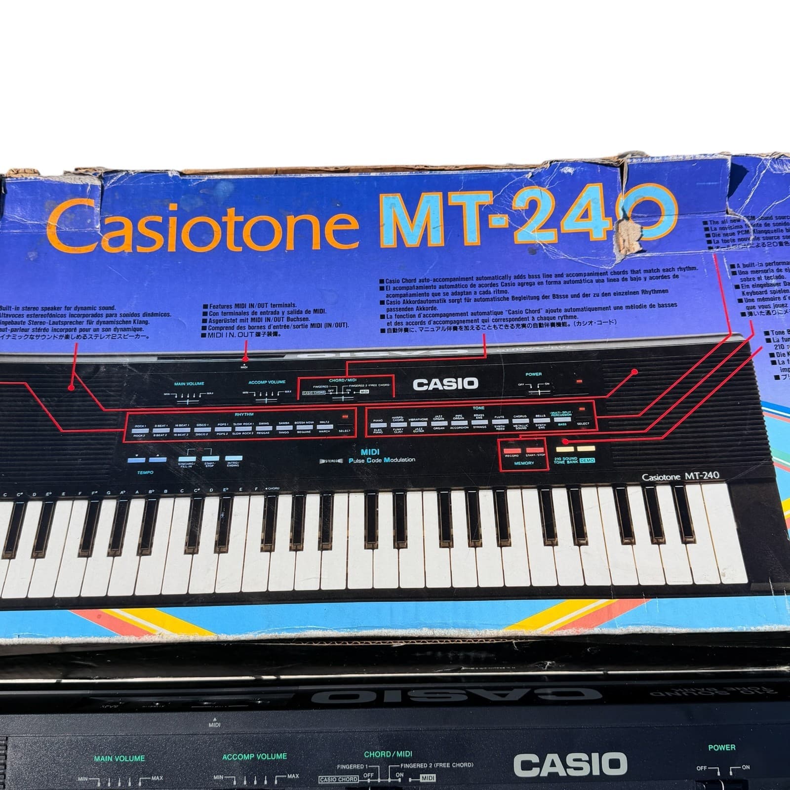 Vtg 1980s Casio Tone MT-240 Keyboard Midi Synthesizer 210 Sound Tone Bank Tested - Thumbnail 8