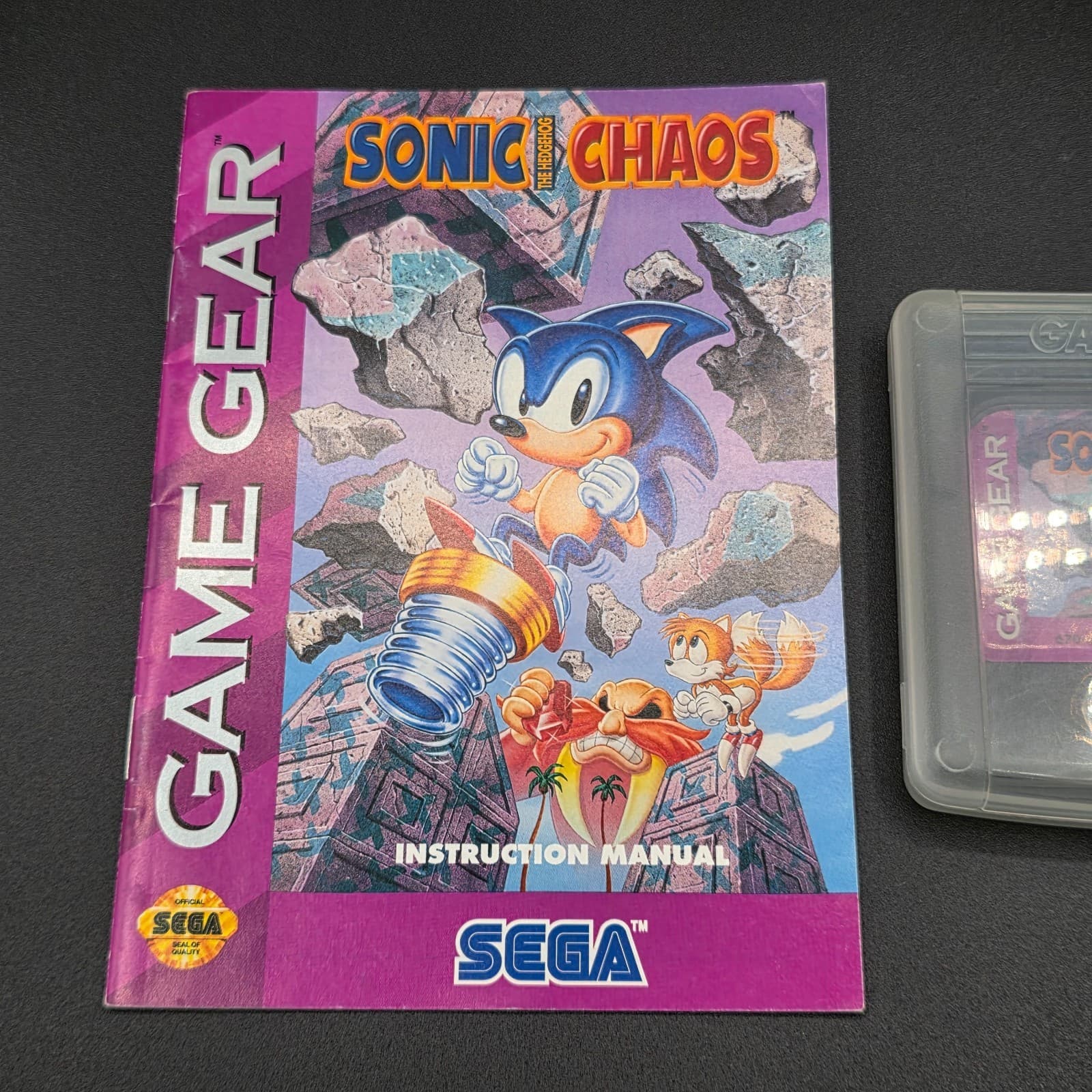 Sonic Chaos (Sega Game Gear, 1993) Clear Plastic Case & Manual Tested Authentic - Thumbnail 2