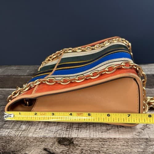 STAINED Tory Burch Fleming Balloon Stripe Flap Chain Shoulder Bag - Thumbnail 14