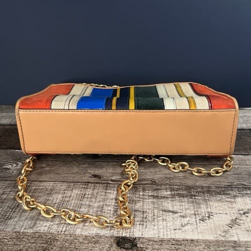 STAINED Tory Burch Fleming Balloon Stripe Flap Chain Shoulder Bag - Thumbnail 5