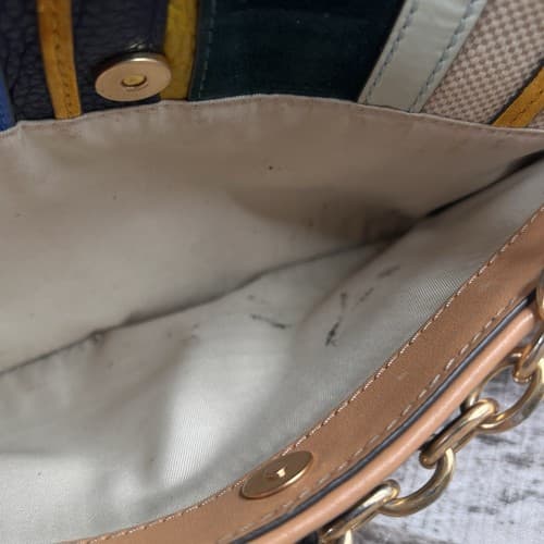 STAINED Tory Burch Fleming Balloon Stripe Flap Chain Shoulder Bag - Thumbnail 6