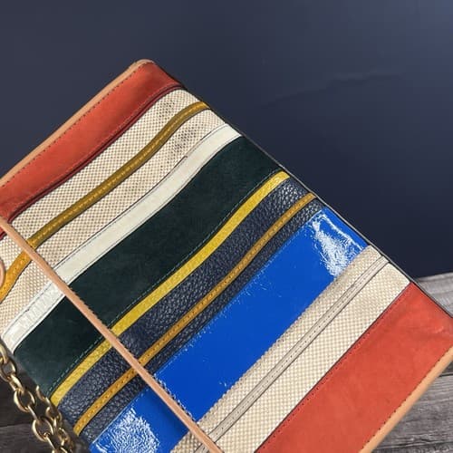 STAINED Tory Burch Fleming Balloon Stripe Flap Chain Shoulder Bag - Thumbnail 8