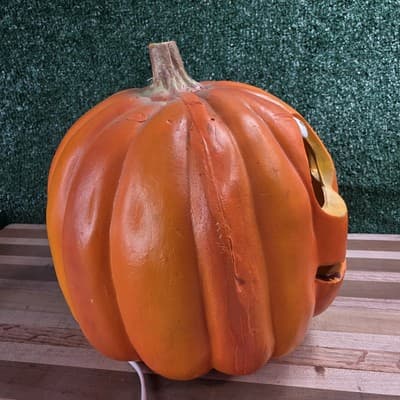 Vintage 1995 Trendmasters Foam Pumpkin Jack O’Lantern Unique White Eyes Light Up - Thumbnail 4