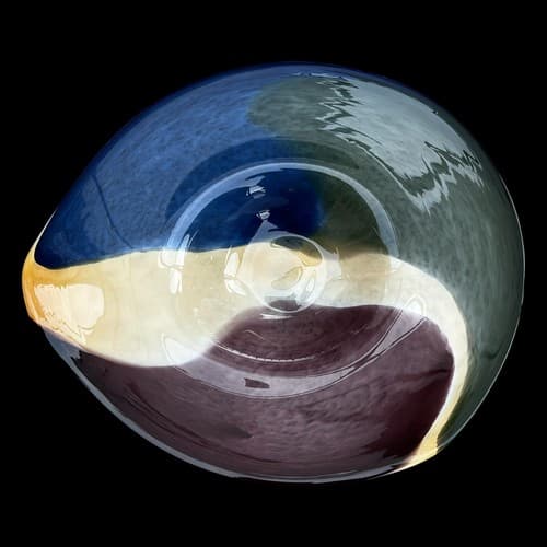 Nicholson Blown Glass One of a Kind Wall Mounted Free Float Wave Series Bowl - Thumbnail 14