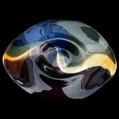 Nicholson Blown Glass One of a Kind Wall Mounted Free Float Wave Series Bowl - Thumbnail 4