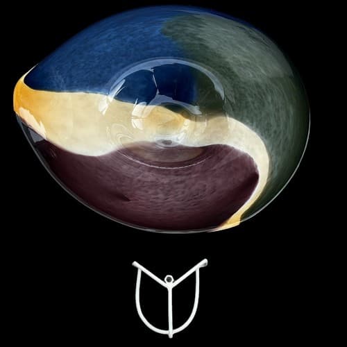 Nicholson Blown Glass One of a Kind Wall Mounted Free Float Wave Series Bowl - Thumbnail 3
