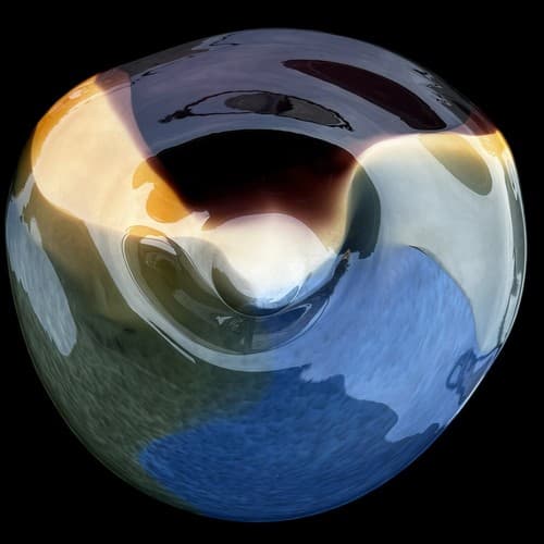 Nicholson Blown Glass One of a Kind Wall Mounted Free Float Wave Series Bowl - Thumbnail 9