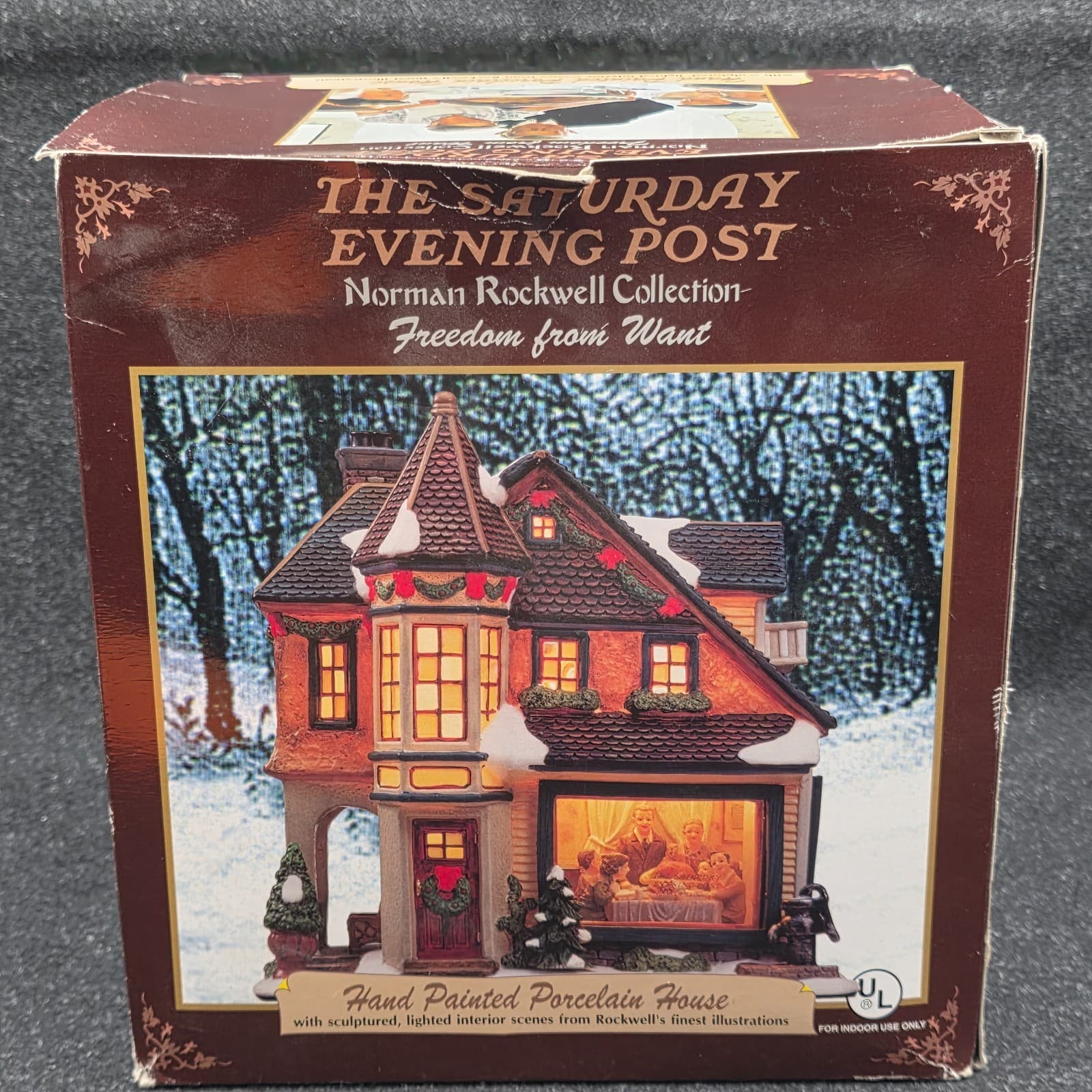 Norman Rockwell "Freedom From Want” Porcelain Christmas House Lighted Box - Thumbnail 6