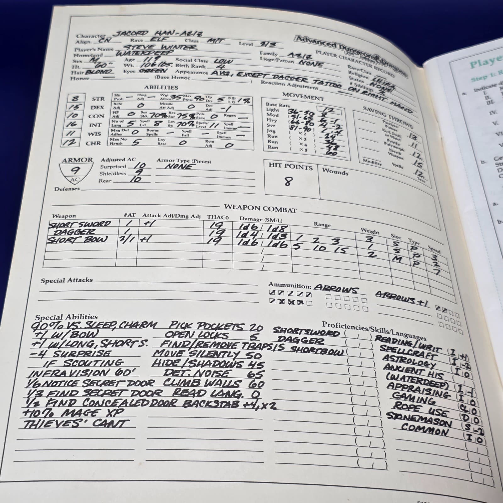 Advanced Dungeons And Dragons: Character Record Sheets 1989 - Thumbnail 5