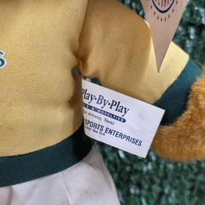Vintage MLB Oakland A's Steven Smith Bear Blue Shirt Plush 9 Inch NWT - Thumbnail 2