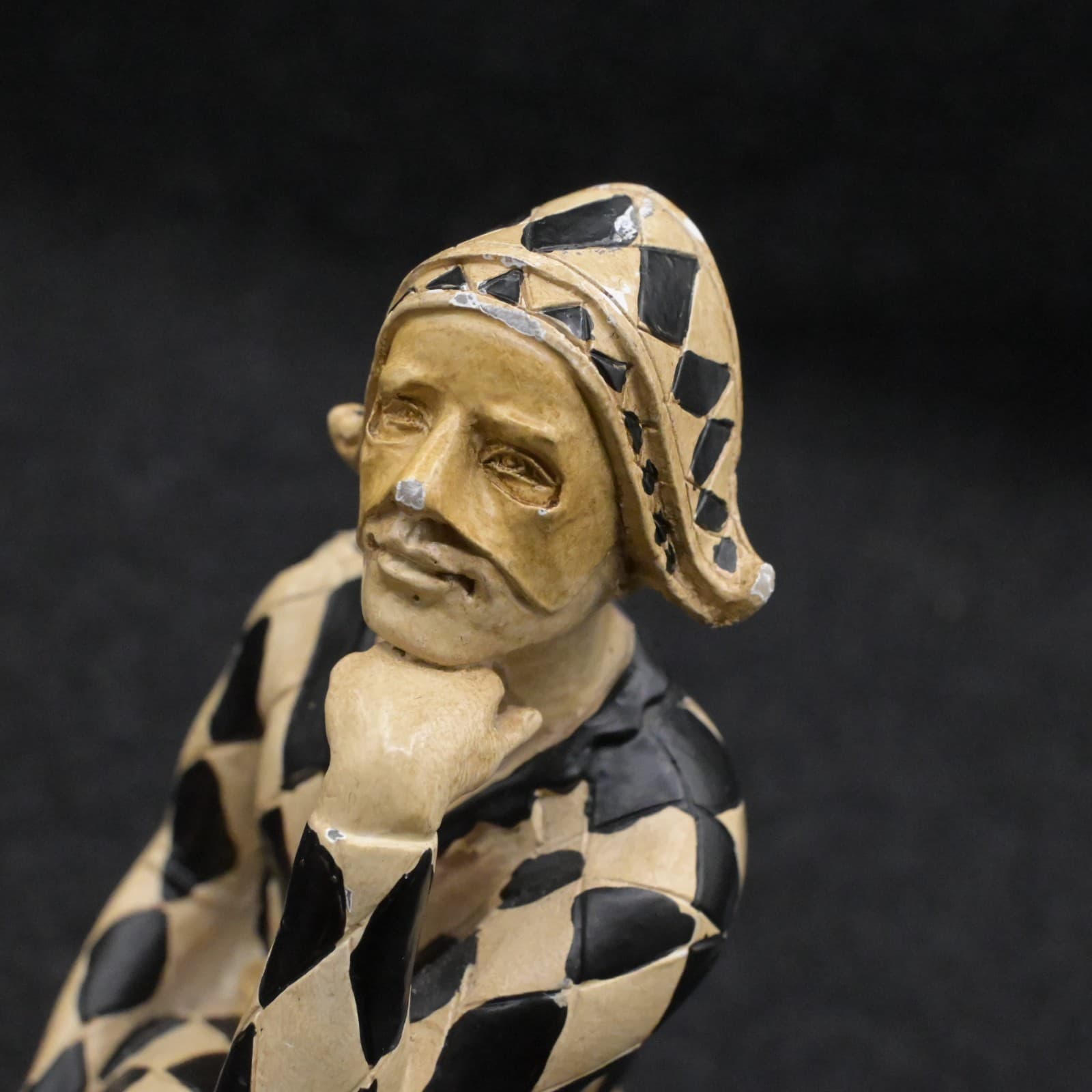 Harlequin Jester Resin Bookends Pair Hand Painted Diamond Pattern Multicolor - Thumbnail 9