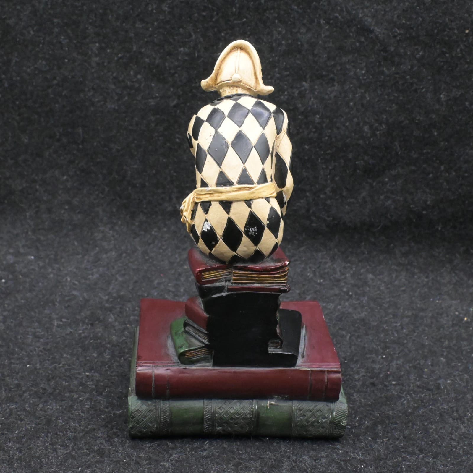 Harlequin Jester Resin Bookends Pair Hand Painted Diamond Pattern Multicolor - Thumbnail 6