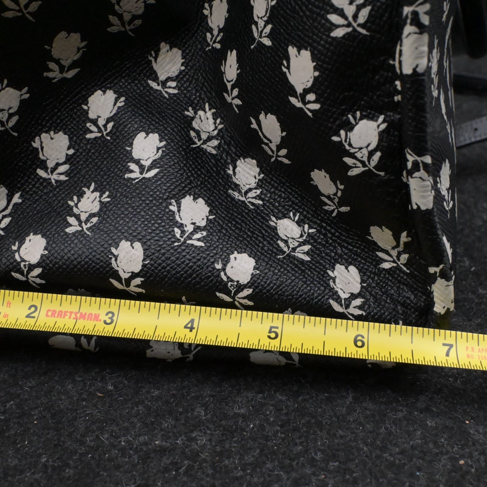 Coach Crosby Black & White Leather Floral Print Tote Satchel Bag Crossgrain Leat - Thumbnail 13