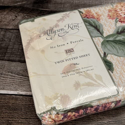 Vintage 1995 Allyson Kent Twin Fitted Sheet 180 Thread Count Chatham Floral NEW - Thumbnail 2