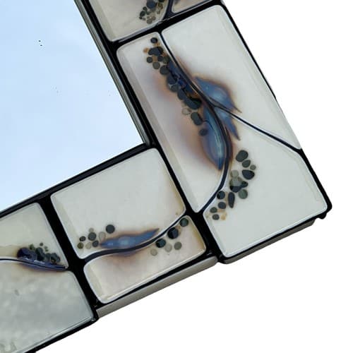 Hand Made Mosaic Tile Wall Art Accent Mirror 16.5"x20.5" Heavy SIGNED - Thumbnail 2