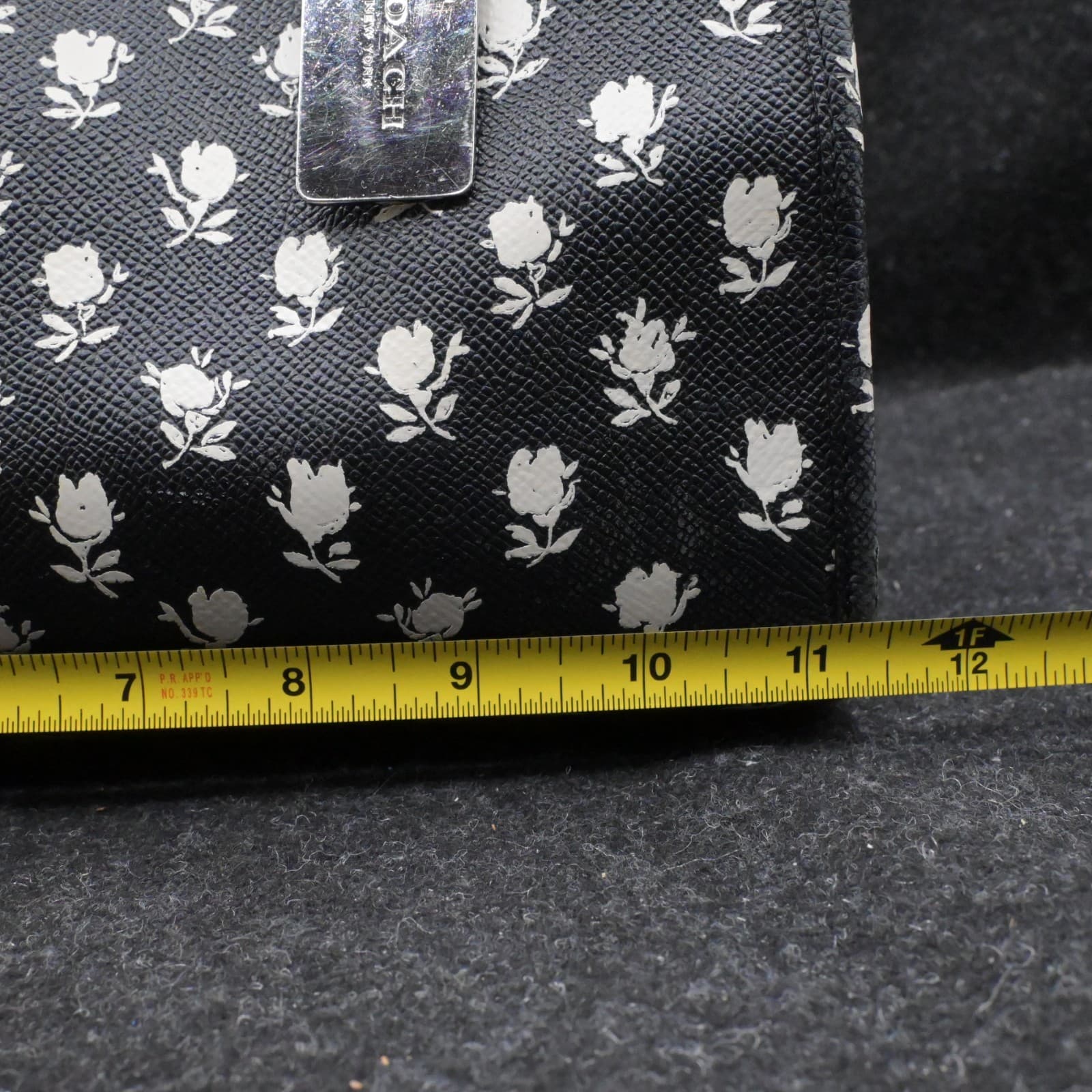 Coach Crosby Black & White Leather Floral Print Tote Satchel Bag Crossgrain Leat - Thumbnail 11