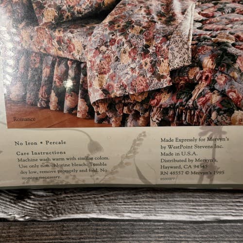 Vintage 1995 Allyson Kent Full Flat & Fitted Sheet Set 180 Thread Count Romance - Thumbnail 6