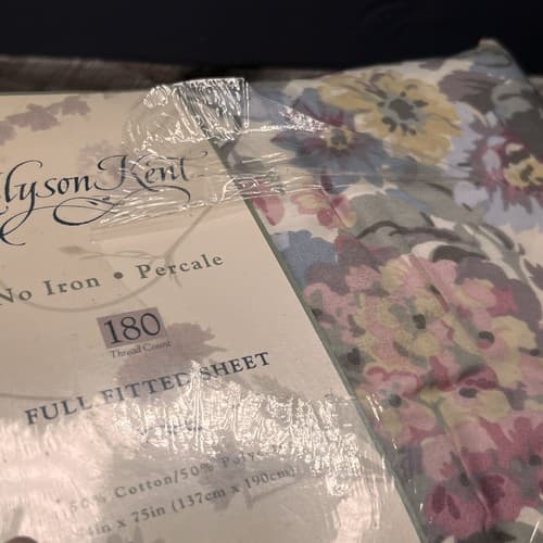 Vintage 1995 Allyson Kent Full Flat & Fitted Sheet Set 180 Thread Count Romance - Thumbnail 4