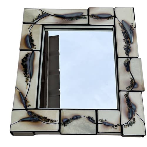 Hand Made Mosaic Tile Wall Art Accent Mirror 16.5"x20.5" Heavy SIGNED - Thumbnail 3