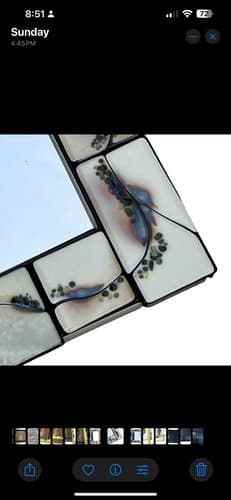 Hand Made Mosaic Tile Wall Art Accent Mirror 16.5"x20.5" Heavy SIGNED - Thumbnail 4