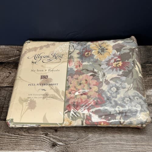 Vintage 1995 Allyson Kent Full Flat & Fitted Sheet Set 180 Thread Count Romance - Thumbnail 2