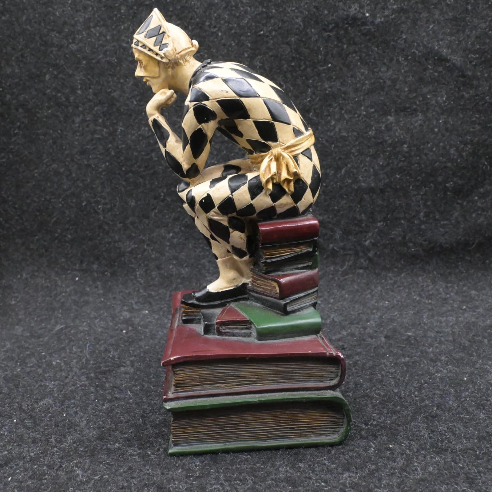 Harlequin Jester Resin Bookends Pair Hand Painted Diamond Pattern Multicolor - Thumbnail 13