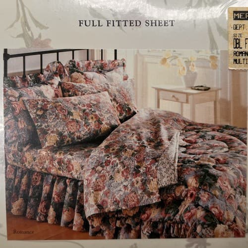 Vintage 1995 Allyson Kent Full Flat & Fitted Sheet Set 180 Thread Count Romance - Thumbnail 7