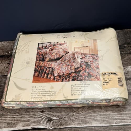 Vintage 1995 Allyson Kent Full Flat & Fitted Sheet Set 180 Thread Count Romance - Thumbnail 10