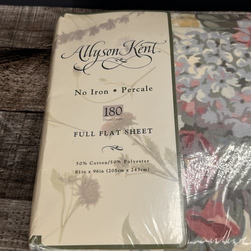 Vintage 1995 Allyson Kent Full Flat & Fitted Sheet Set 180 Thread Count Romance - Thumbnail 9