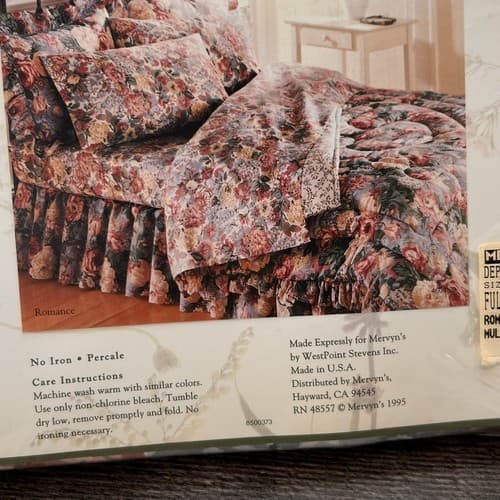 Vintage 1995 Allyson Kent Full Flat & Fitted Sheet Set 180 Thread Count Romance - Thumbnail 12