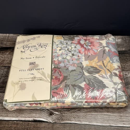 Vintage 1995 Allyson Kent Full Flat & Fitted Sheet Set 180 Thread Count Romance - Thumbnail 8