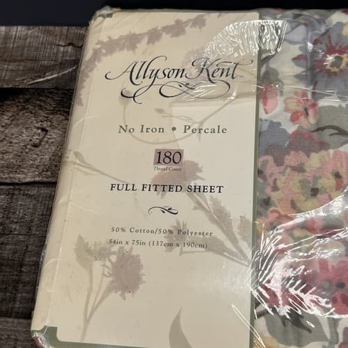 Vintage 1995 Allyson Kent Full Flat & Fitted Sheet Set 180 Thread Count Romance - Thumbnail 3