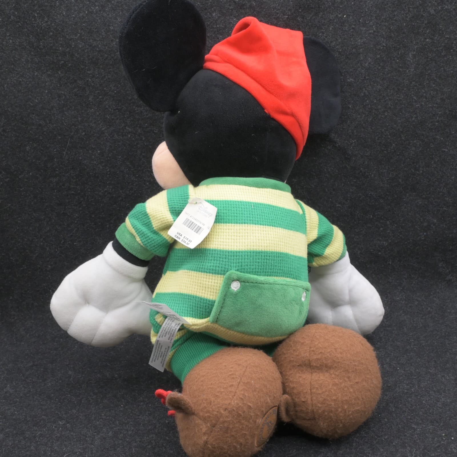 Disney Store Mickey Mouse Plush 18" Christmas Green Pajamas Reindeer Slippers NW - Thumbnail 5