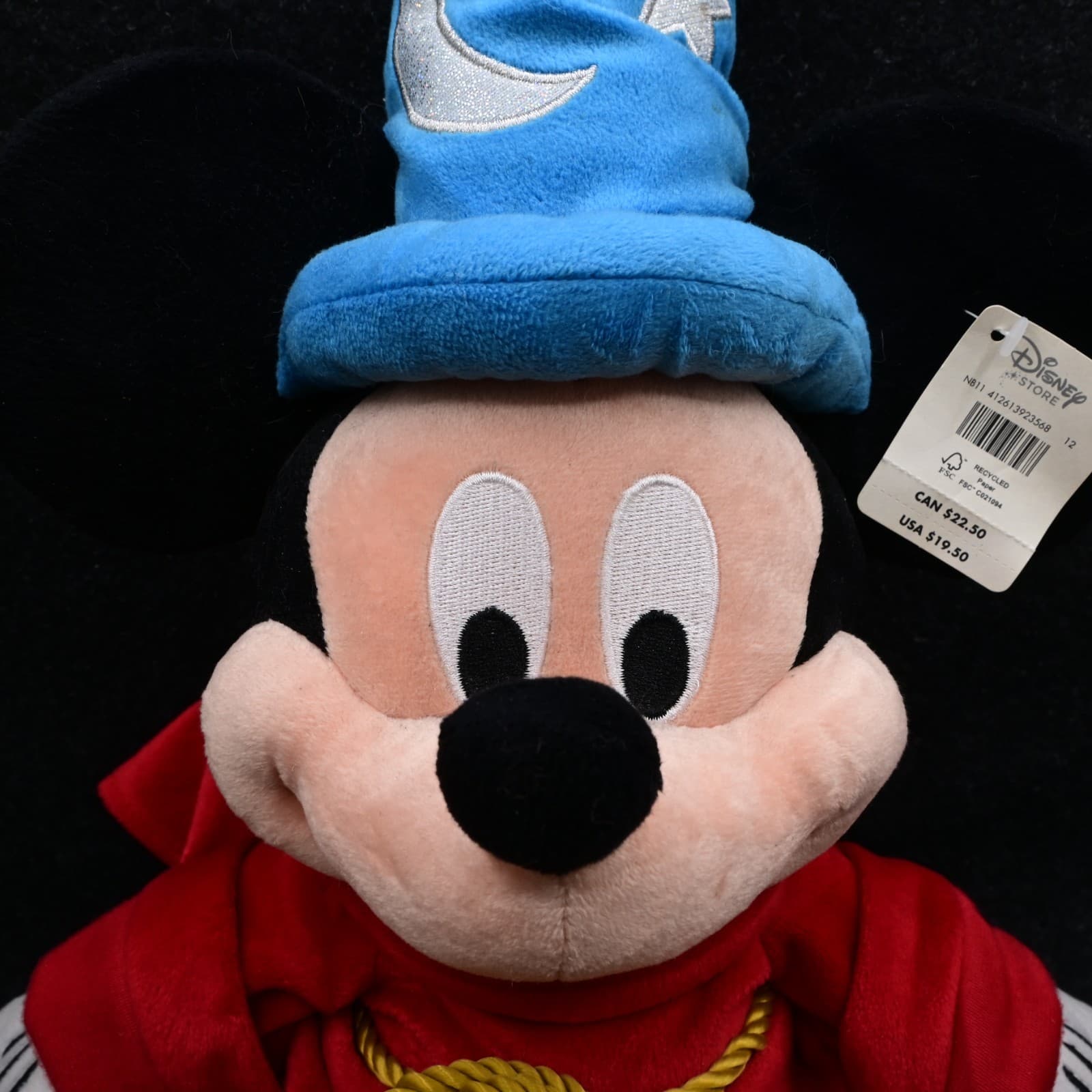 Mickey Mouse - Fantasia Sorcerer Plush Large Size 24" Disney Store NEW w/ Tags - Thumbnail 5