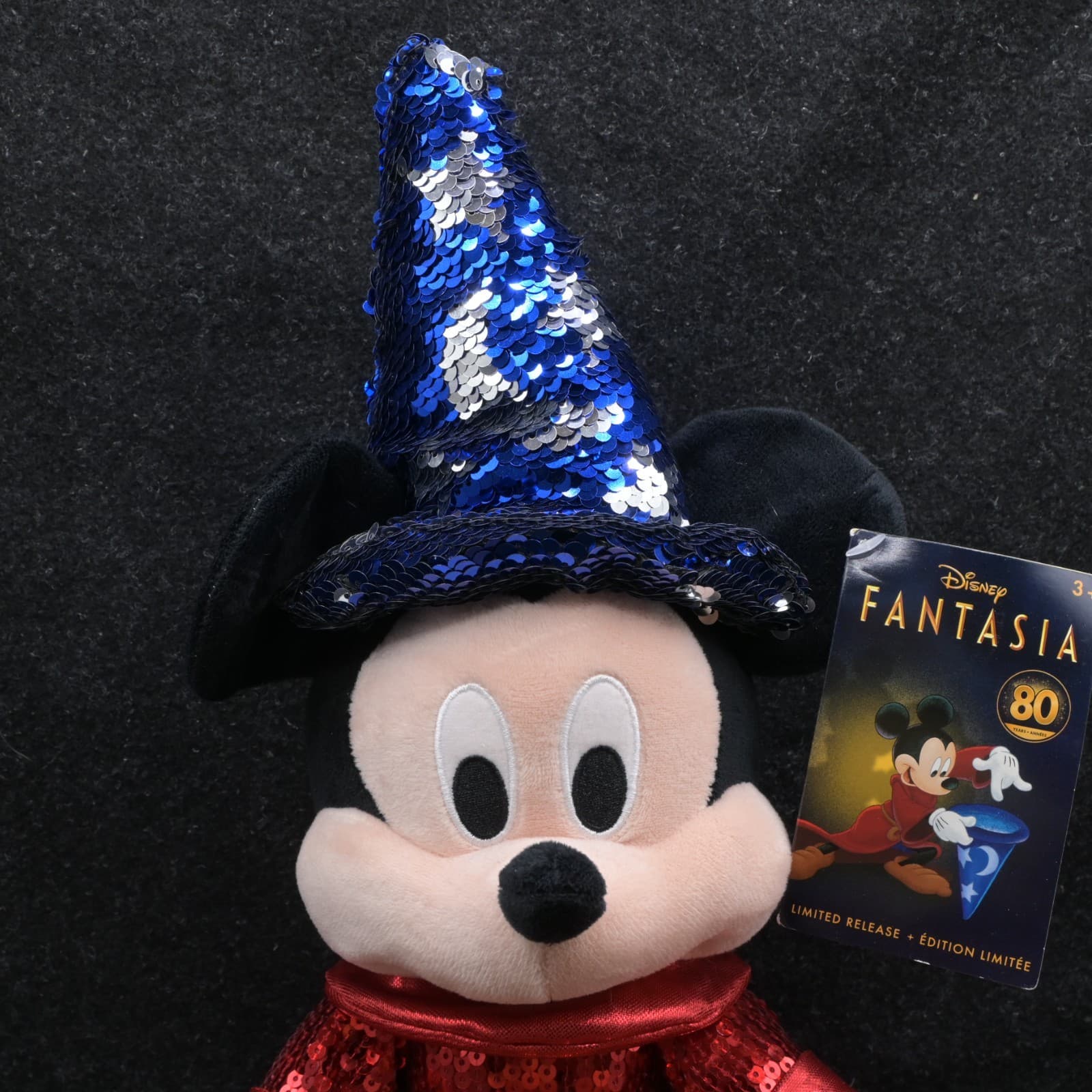 Disney Mickey Mouse Fantasia 80 Years Sorcerer Sequined Plush New 18” - Thumbnail 5