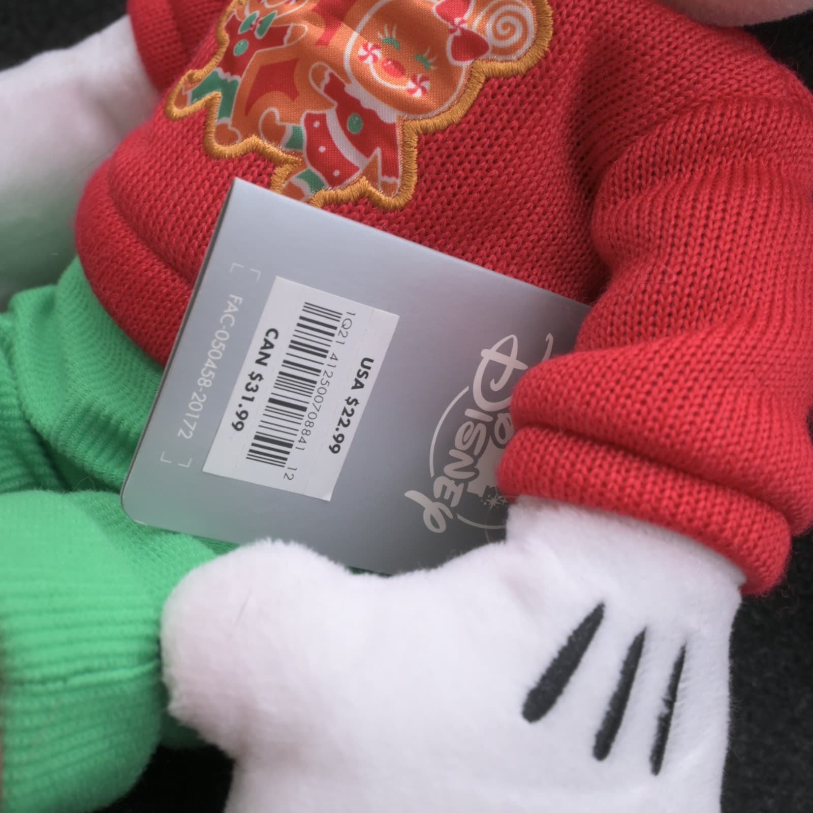 Disney Store NWT 17" Mickey Mouse Plush Christmas 2020 Gingerbread Sweater - Thumbnail 6